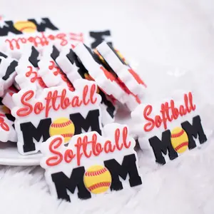 Softball Mom Silicone Focal Bead Accessory