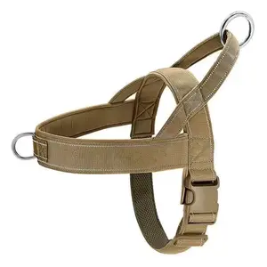 Tactical no-pull heavy-duty adjustable dog harness/vest for large dogs, with handle—reflective training walking harness