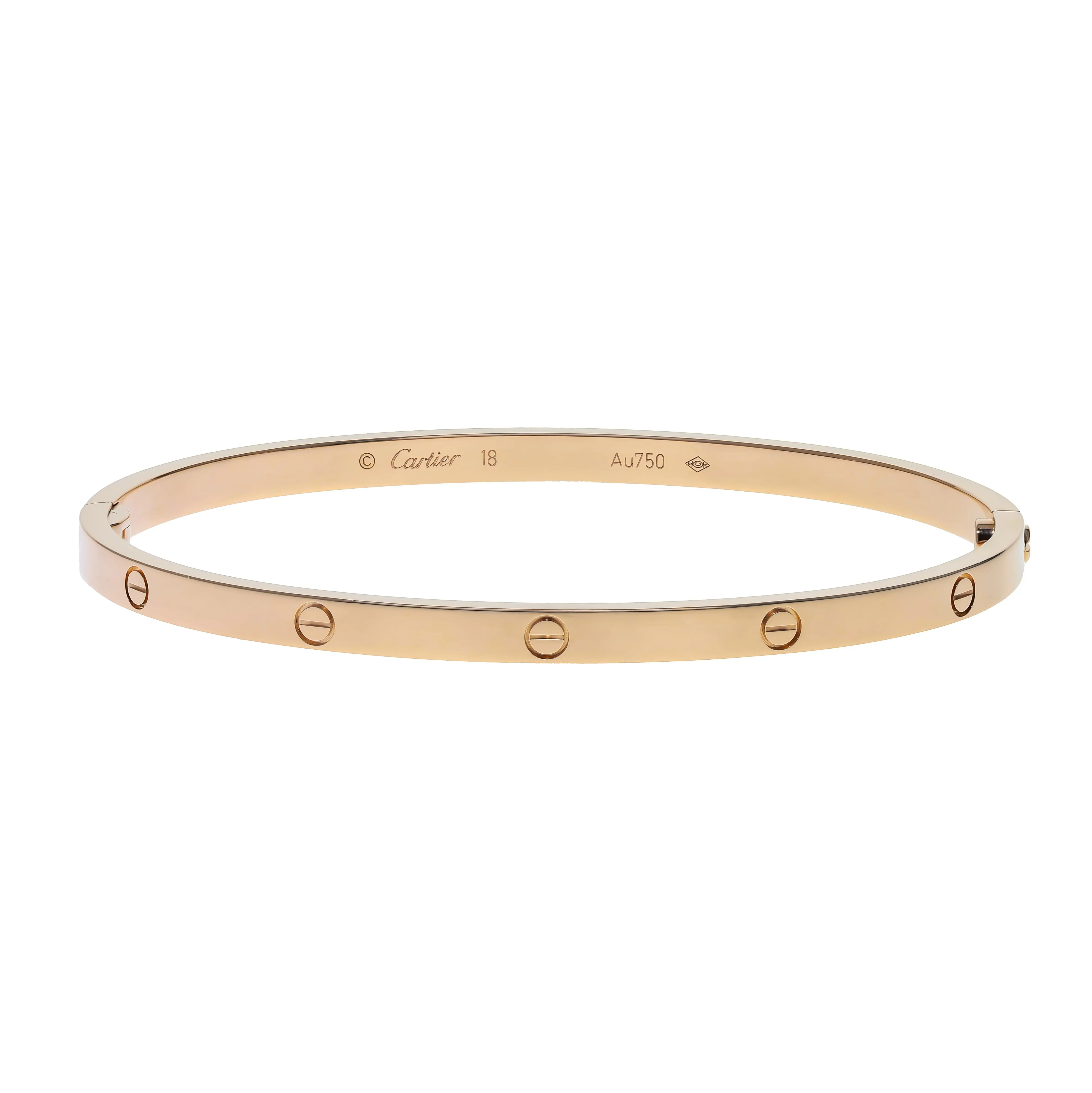 Pre-owned Cartier Love Small Model Bangle Bracelet Size 18