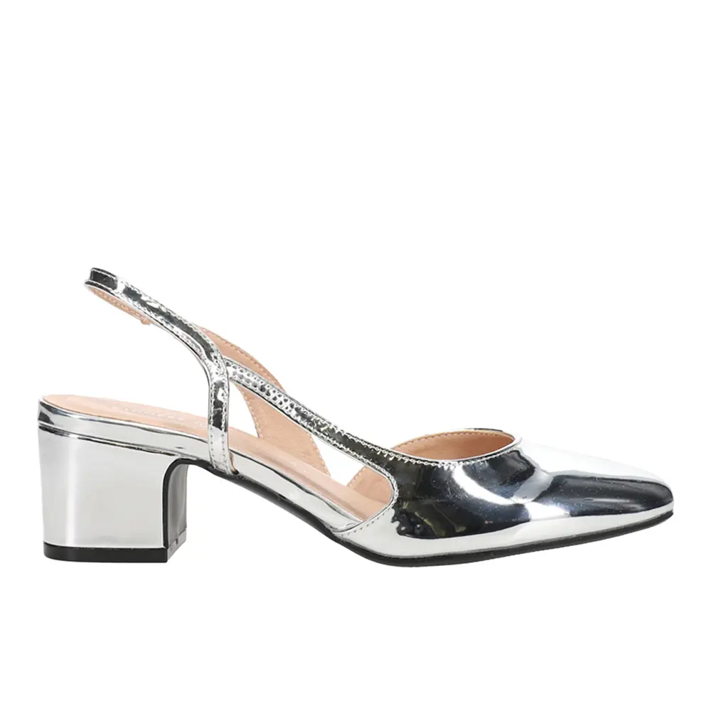 Chinese Laundry Womens Rozie Metallic Slingback Pumps Dress Casual Mid Heel 2-3" - Silver