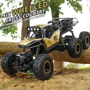 RC Six-Wheel Alloy Rock Climbing Remote Control Car 4WD Off-Road RC Toy with High Elasticity Shock Absorption for Kids Over 3 Years Old Birthday Gift(11inch*5.1inch)
