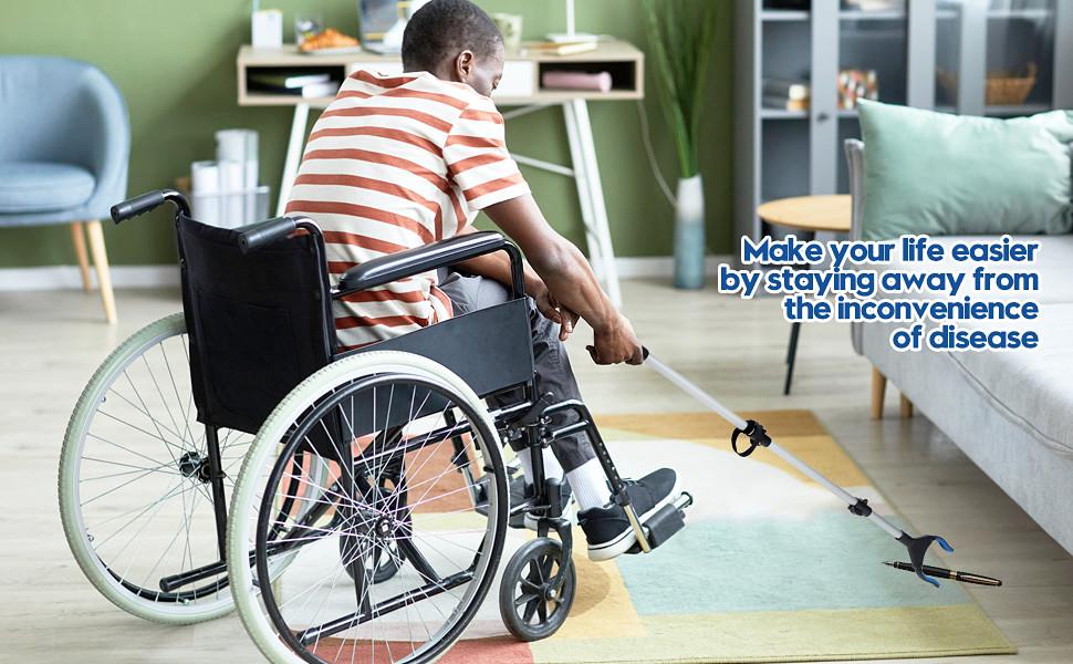 43 Inch Grabber Reacher Tool, Grabbers for Seniors Heavy Duty, Trash Picker Upper Grabber, Collapsible and Easy to Store, Wide Jaw, Grips Items Easily and Securely