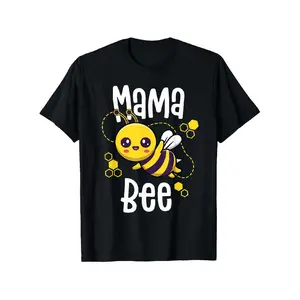 men's wear flash sale Mama Bee Graphic T-Shirt - Soft Comfortable Round Neck Tee for Men, Black with Cute Cartoon Bee Design, Casual & Comfortable, Perfect for Family Activities & Casual Attire, Bee T-Shirt