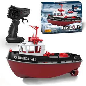 RC Boat, 1/72 RC Tugboat for Pools and Lakes, 2.4Ghz HighSpeed Remote Control Boat with LED Lights and Low Battery Alarm for Teen and Adults
