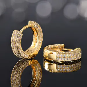 Iced Out Hoop Earrings for Men and Women Cubic Zirconia Huggie Cartilage Cuff Earrings