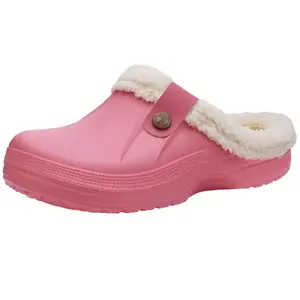 Women's Classic Plush Lined Clog Slippers with Adjustable Buckle, Soft Waterproof Slide Footwear with Anti-Slip Sole for Indoor Outdoor Use