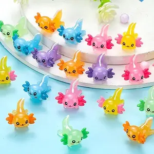Mini Resin Axolotl 24/48/96pcs Random Color Cute Miniature Axolotl Tiny Axolotl Ornament for DIY Craft Fairy Garden Accessories Landscape Dollhouse Potted Plants Aquarium Tank Decorations