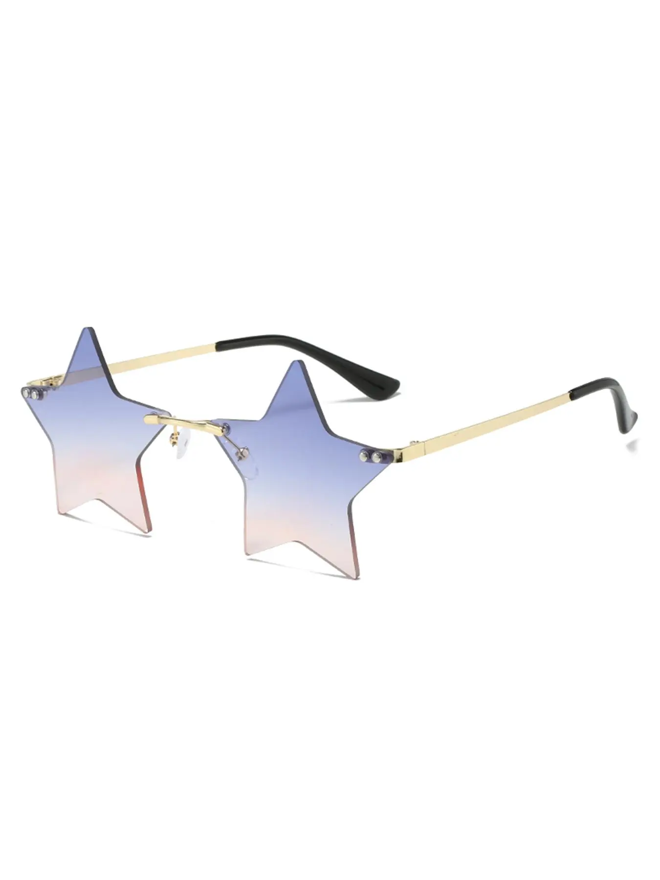 Star Design Rimless Sunglasses, Trendy Tinted Lens Sunglasses for Everyday Use, Fashion Accessories for Outdoor Activities, Stylish Glasses