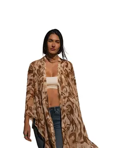 Shyanne Women's Horse Print Chiffon Kimono - Swsp26v13-Corl