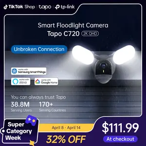 TP-Link & Tapo C720 | 2K QHD Floodlight Security Camera | 2800 Lumen 270° Motion-Activated Light | Free AI Person/Vehicle Detection | No Monthly Fees | Works with Alexa & Google Home
