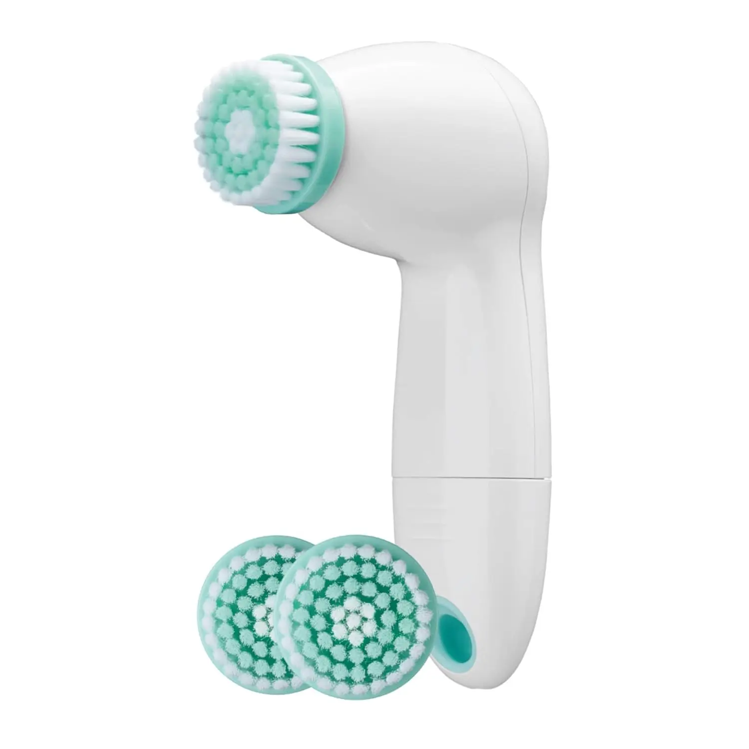Rotating Plastic Facial Cleansing Brush - Water-Resistant Face Scrubber, 2-Speed Battery-Powered Facial Care Instrument with 3 Heads for Deep Cleansing, Exfoliating, Moisturizing, Clogged Pores Solution, All Skin Types (2 AA Batteries), Exfoliate, Facial