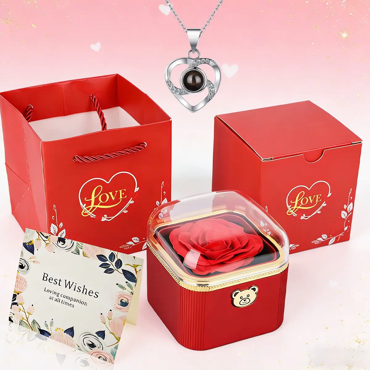 Romantic Gifts for Her Rose Ring Box Jewelry Box Artificial Flowers Eternal Rose Box Anniversary Wedding Valentines Day Christmas Birthday Thanksgiving Gifts for Mom Wife Girlfriend Women
