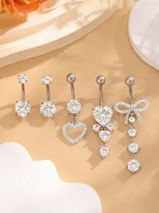 Elegant Butterfly & Floral Navel Ring, 14g Stainless Steel Belly Piercing Jewelry, Cute Fashion Body Accessory for Parties & Daily Wear, Belly Button Piercing