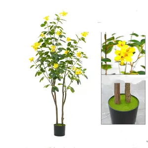 Lifelike Faux Blossom Flowering Tree – Realistic Artificial Cherry Blossom Indoor/Outdoor Plant with Pot – Decorative Tall Greenery for Bedroom, Office, Garden, House – 130/150cm Options