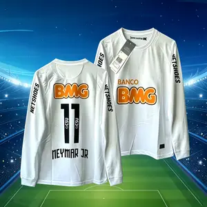 2011/12 Season Home Neymar #11 White Long-Sleeve Fan Edition Soccer Jersey