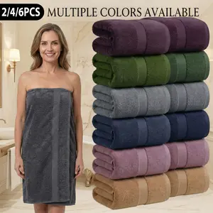 Set of 2 100% cotton bath towels, 70x140 cm, highly absorbent, quick-drying, with a stylish embossed design. These soft, skin-friendly towels are ideal for home, bathroom, hotel, spa, sports, camping, and gym use.