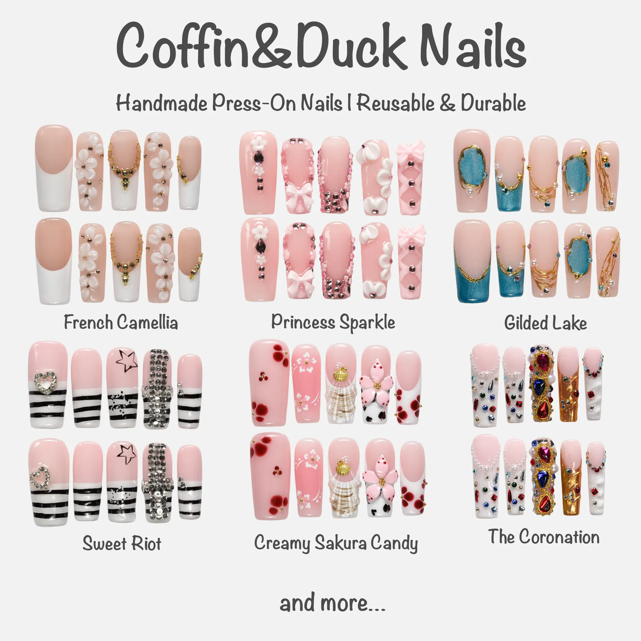 Voxinail Lab | Coffin & Duck Nails Collection | Handmade Press-On Nails | Acrylic, Reusable, Long-Lasting