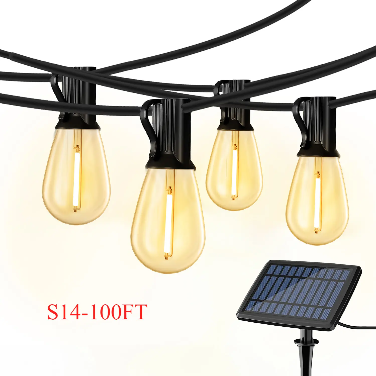 DAYBETTER Outdoor S14 solar string lights IP65 waterproof 3 lighting modes super bright LED lights suitable for terrace, backyard, porch(New & Old Styles Mixed Delivery) Led Lighted Flashlight