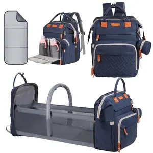 Diaper Bag Backpack with Foldable Changing Station, Portable Travel Baby Bag with 19 Pockets, USB Port, 2 Insulated Bottle Holders, Stroller Straps, Waterproof Nursery Bag for Moms and Dads