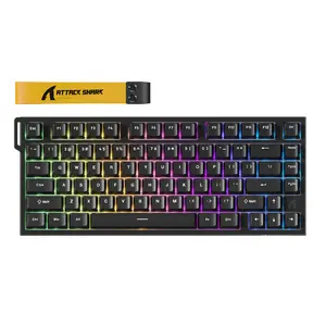 ATTACK SHARK R82 HE Rapid Trigger Wired Mechanical Gaming Keyboard TKL NKRO with 8K Polling,0.005mm RT Accuracy,256K Scan Rate,5 Layer Sound Damped,Hall Effect Magnetic Switch,Driver for PC Mac(Black)
