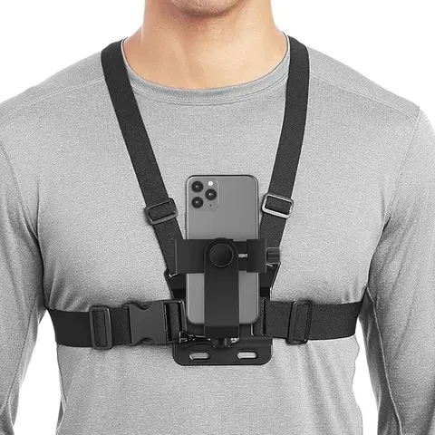 Chest Mount Phone Holder for Cellphones/Smartphones - Non-Slip Flexible Silicone Grip, Nylon Webbing Phone Accessories with Clip, 1/4 Screw, Lightweight Durable Adjustable Pad for TikTok POV Record Vlogging Adventures