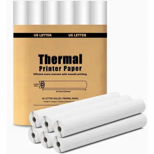 6 Rolls Thermal Paper 8.5'' x 11'' for Thermal Printer, Compatible with A285M/ N80/ PD-A4  Printer, Inkless Printers and Portable Printers  for Travel