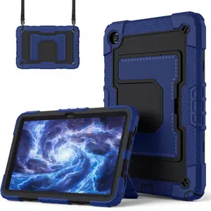 SPALLO for Samsung Galaxy Tab A9+ / A11 Plus 11 Inch 2023 / 2025 Case,Kids Friendly Tablet A9 / A11 8.7" Heavy Duty Shockproof Tablet Protective Cover with Shoulder Strap Tablet Casing - Navy Blue+Black