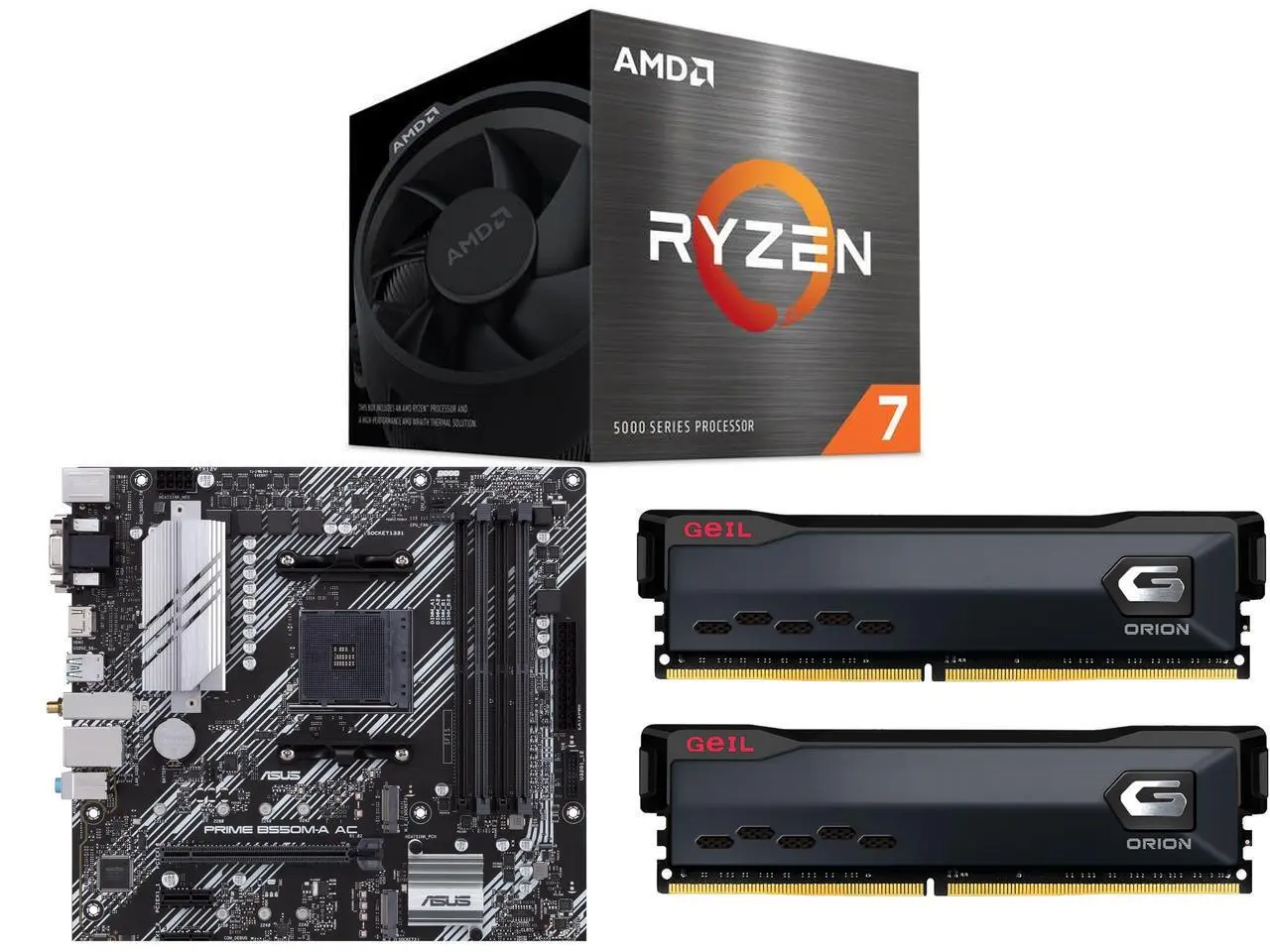 AMD Ryzen 7 5700 - Ryzen 7 5000 Series 8-Core 3.7 GHz Socket AM4 65W None Integrated Graphics Desktop CPU Processor - 100-100000743SBX ASUS PRIME B550M-A AC AMD AM4 mATX motherboard with impressive features, including PCIe 4.0, dual M.2 slo