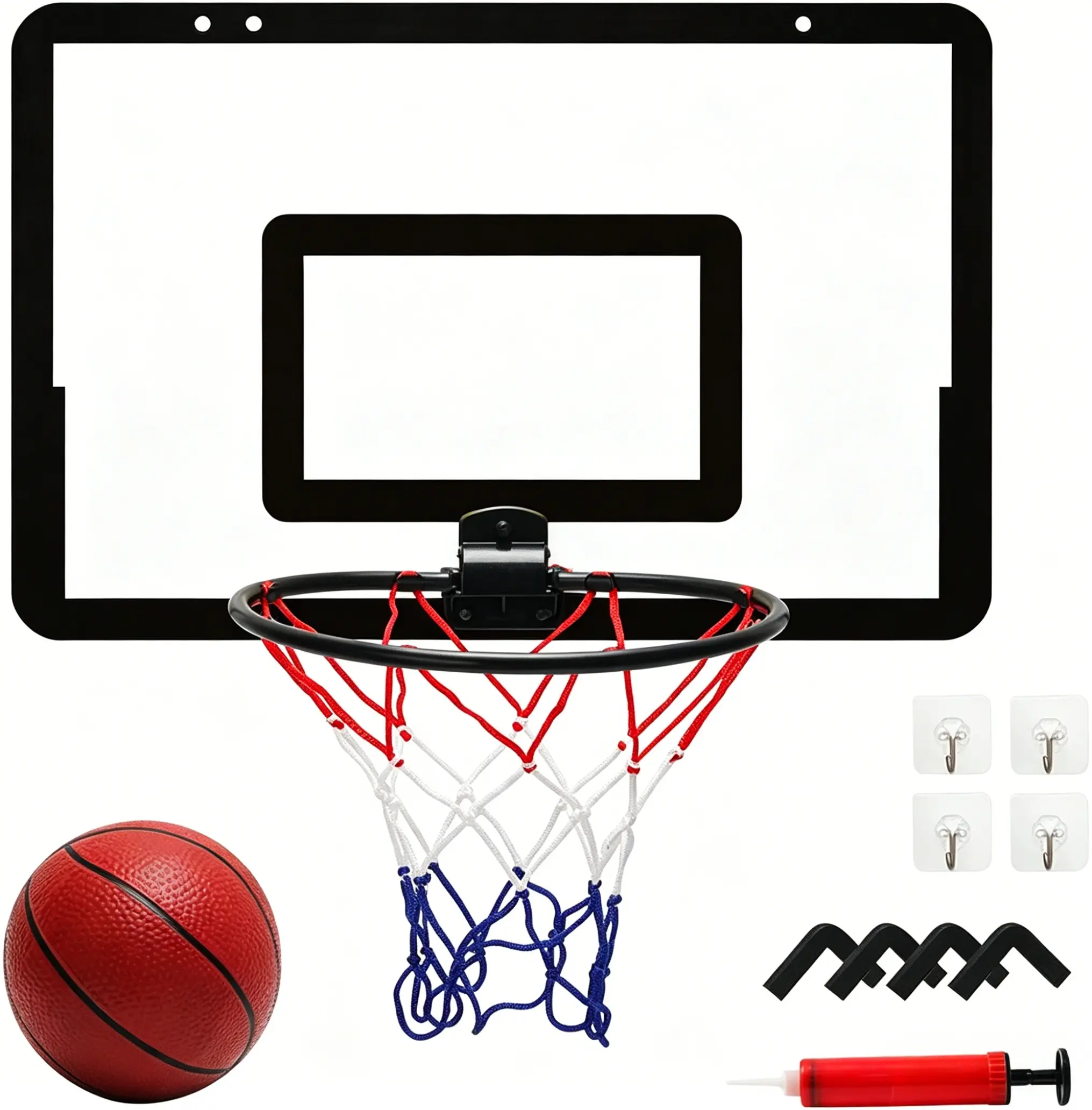 Mini Basketball Hoop with  Basketball, Sticky Hook, Pump, Indoor No Drilling Basket Ball Hoop Decompress Game for Kid Adult Back to School Gift
