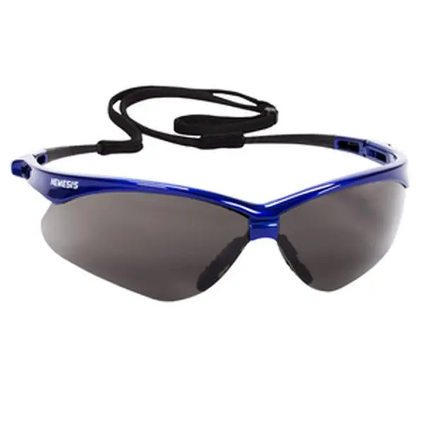 212 MAIN Nemesis Durable Work Safety Glasses - Metallic Blue Polycarbonate Frame, Anti-Fog Smoke Tint Lenses, Prevent Slippage, Sweat Channeling, Eye Protection for Work at Home, Home Improvement