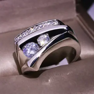 Trendy Geometric 3D Micro Paved Zircon Ring for Women, Promise Ring, 5A CZ Engagement Rings Outfit Design Polished Unique