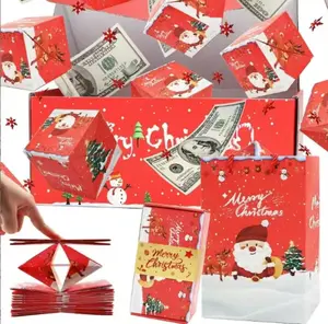 Surprise Red envelope explosion gift box, unique folding and bouncing red envelope gift box with colored paper, cash explosion luxurious gift box, suitable for birthday, anniversary, Valentine's Day and proposal