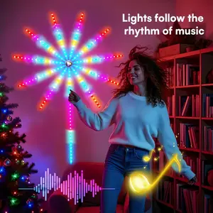 Indoor LED Color-Changing Fireworks Light, Perfect for Birthday Gifts and Party Decor, RGB Smart Strip, APP Control, Easy Installation