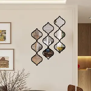 9Pcs Self-adhesive Removable Shatterproof Acrylic Mirror Wall Stickers, Multi-size Decor Mirror Decals, Fit Corridor, Stairway, Bathroom, Living Room, Kitchen, Dormitory, Gym, Office and more scenes
