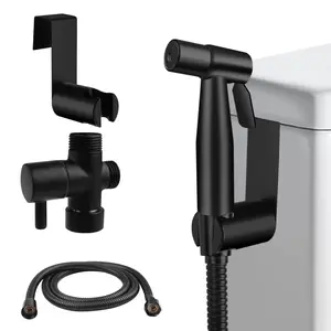 6-Piece Wall-Mounted Handheld Sprayer Bidet Set - Equipped With Spray Gun, Brass Core Dual-Control Valve, Rotatable Bracket, And Flexible Extension Hose. Quickly Adapts To Toilets, Bathrooms, And Sinks;