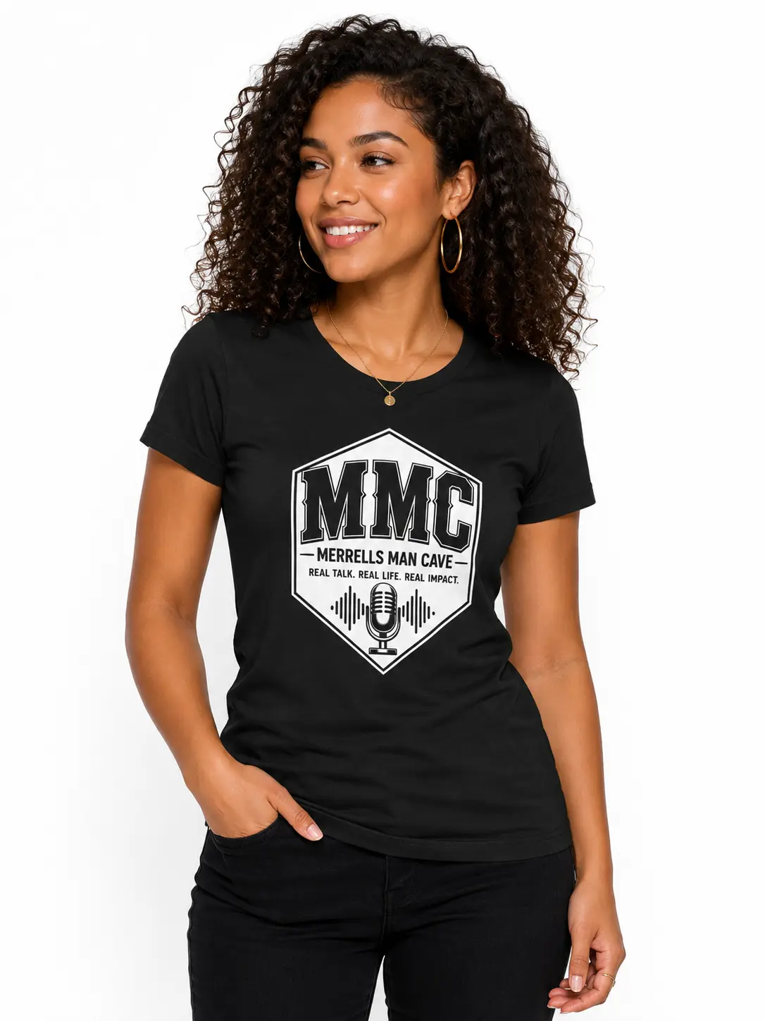 MMC Podcast Logo Tee | Microphone Badge Graphic Shirt