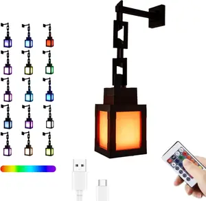 RGB Pixel Night Light - Wireless Remote-Controlled 16-Color Rechargeable LED Lamp, Retro Gaming Decor for Kids Room & Party Lighting