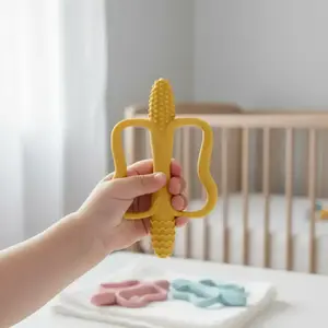 Baby Teething Toy, Sensory Teether, 1 Count Soft and Textured Teeth Relief Silicone Teething Toy, Soothing Sore Gums Baby Chew Toy