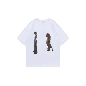 Humorous Destroy Lonely Standing Cat Design Graphic T Shirt for Women with Opium and Ken Carson Influences Y2K Style