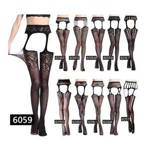 Women Sexy Lingerie Stockings Garter Belt Stripe Elastic Stockings Black Fishnet Stocking Thigh Sheer Tights Pantyhose dropship