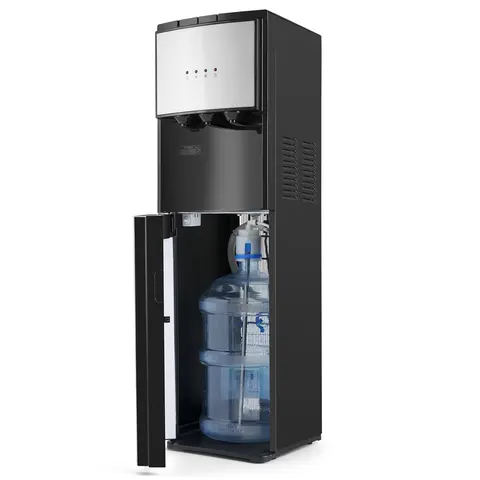 5 Gallon Water Dispenser Bottom Loading Hot Cold Water Cooler 3 Temperature Settings Empty Bottle Indicator with Child Safety Lock Black