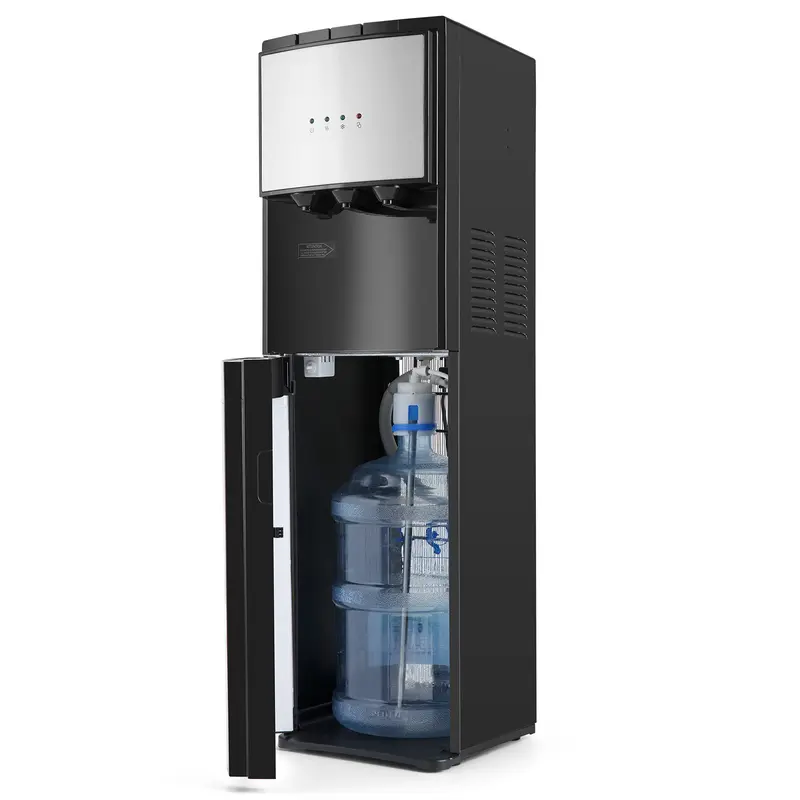 5 Gallon Water Dispenser Bottom Loading Hot Cold Water Cooler 3 Temperature Settings Empty Bottle Indicator with Child Safety Lock Black