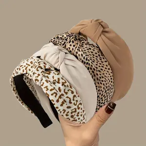 4pcs Classic Leopard Pattern Printed Fabric Knotted Headband, Fashion Elegant Retro Hair Band, Suitable for Daily Wear as a Gift