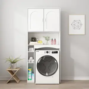 FUFU&GAGA 70.9" Over Washer Storage Cabinet with 6 Tiers, Detergent Holder, and Utility Shelf for Laundry Room/Utility Room Wood Drawers Dresser