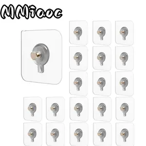 20pcs, Transparent Self-Adhesive Wall Hooks Photo Frame Clock Screw Hook No Drilling No Nail Hanging Hangers Holder Organizer, Utility Hooks,summerwins summerwins