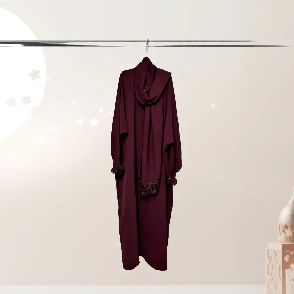 One-Piece Prayer Dress & Abaya with attached Hijab - Plain Girls Size