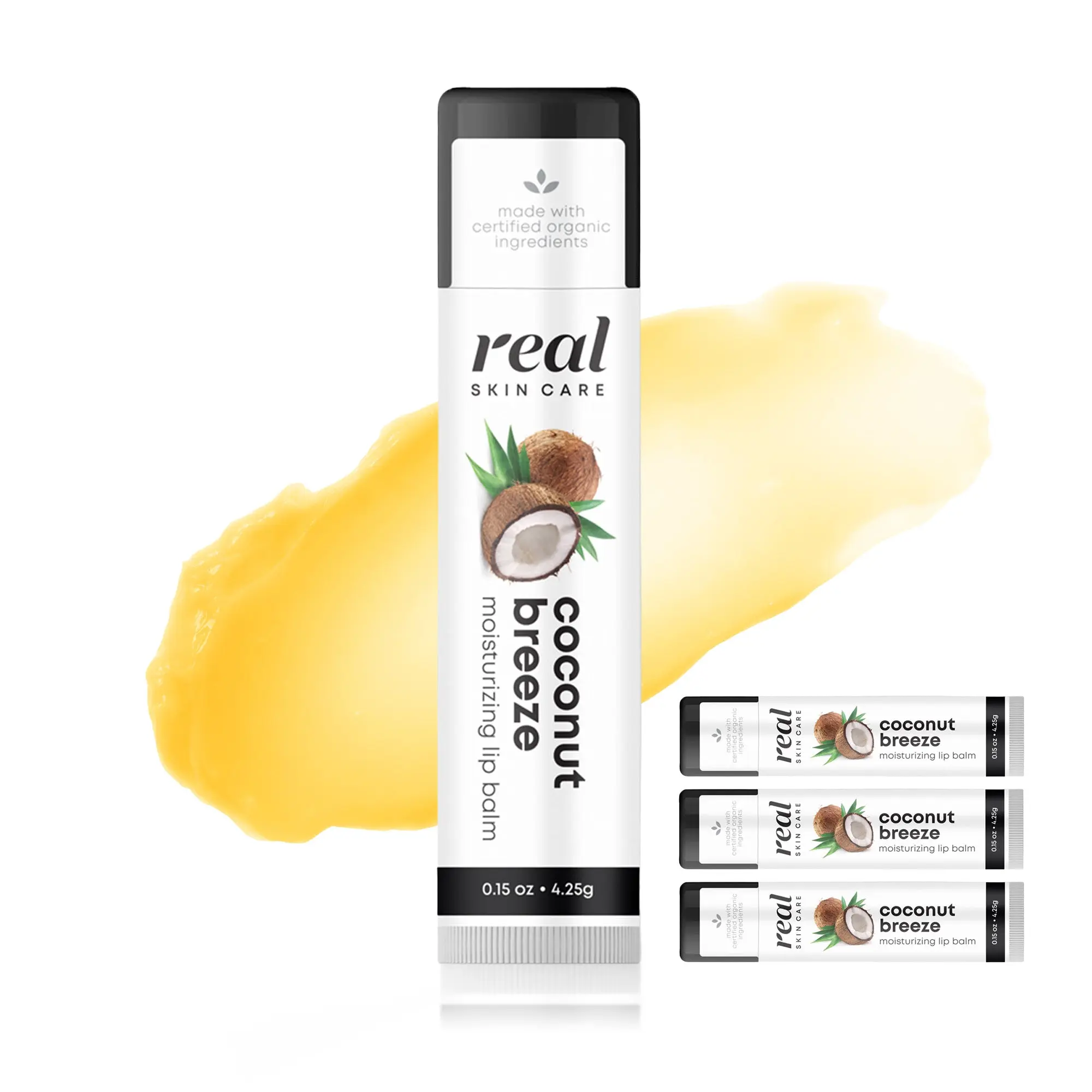 Natural Coconut Oil Lip Balm | 0.15oz | Four Pack Nourishing Organic