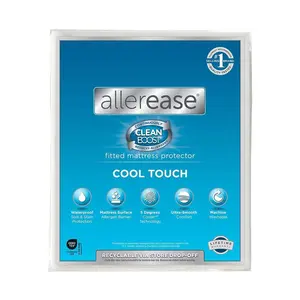 Allerease King Clean Boost Cool Touch Waterproof Machine Washable Fitted Mattress Protector: Nylon & Polyethylene, Fits 18" Depth