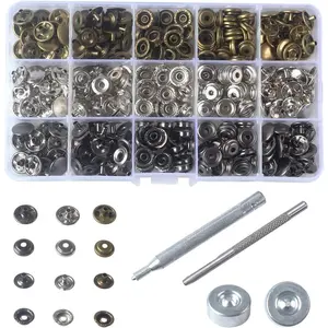 60 Sets 15mm 5/8" Mixed Heavy Duty Snap Fasteners Kit,Metal Snaps for Leather Crafts Sewing Repair Clothing Button Kit with Snap Installation Tool,DIY Hand Tools Kits,Springtok