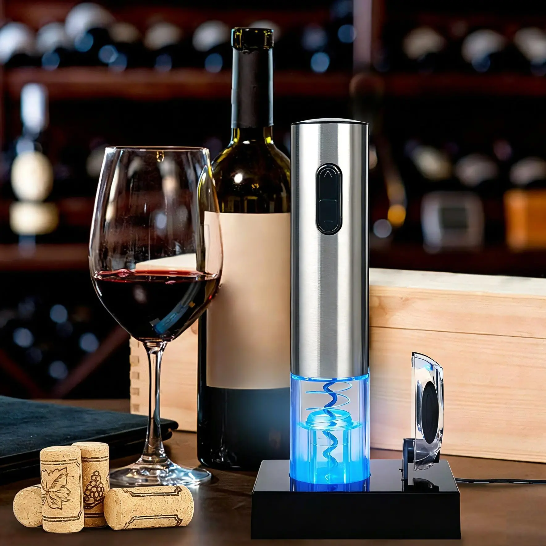 IMOLI Electric Wine Bottle Opener – Rechargeable Automatic Stainless Steel Kitchen Utensil with Foil Cutter, for Home Party, Restaurant, Father's Day Gifts, Utensils